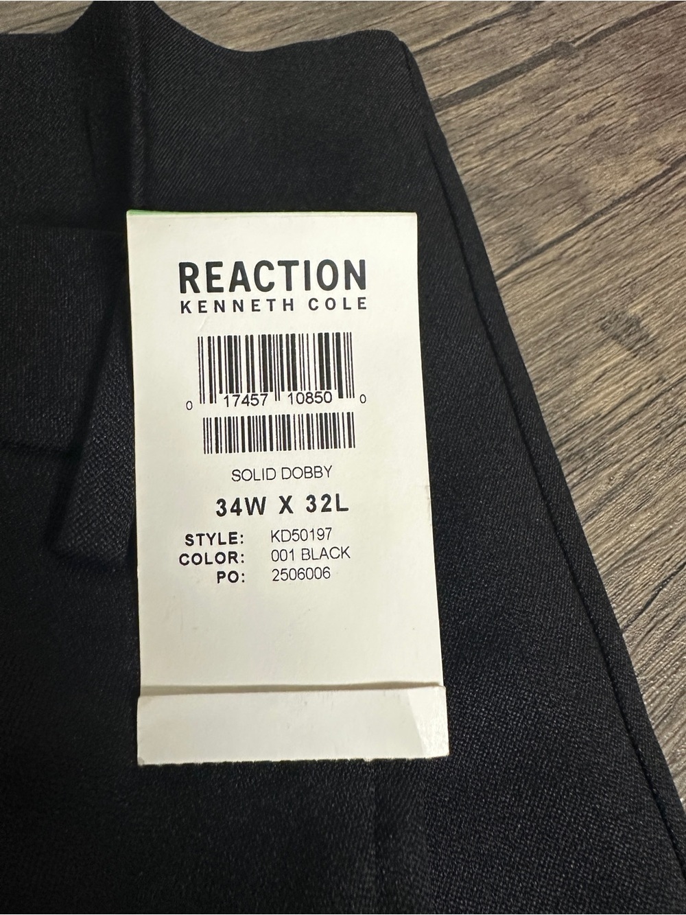 NWT Kenneth Cole Men’s Black Skinny Fit Dress Pants 34x32 Flex Waist - Picture 6 of 6